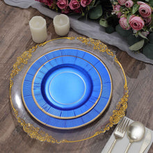 Gold Sunray Rim Design On 8 Inch Size Royal Blue Paper Plates