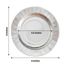 25 Pack Of 8 Inch Silver Sunray Dessert Plates With Gold Rim