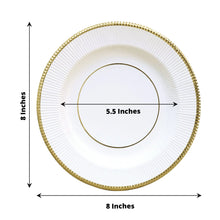 25 Pack of 350 GSM Disposable White 8 Inch Sunray Gold Rimmed Party Dinner Plates