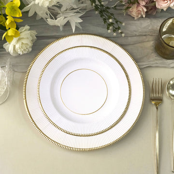 Create a Stunning Table Setup with White Sunray Gold Rimmed Paper Plates