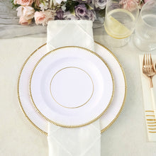 8 Inch White 350 GSM Disposable Sunray Gold Rimmed Party Dinner Plates Pack of 25