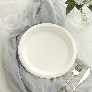 White Biodegradable Bagasse Dinner Plates - Sturdy and Eco-Friendly