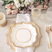 8 Inch White And Gold Scallop Dessert Plates 300 GSM 25 Pack 