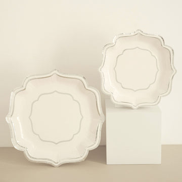 White/Silver Scallop Rim Dessert Party Paper Plates: The Perfect Event Decor