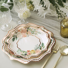 10 Inch White And Rose Gold Floral Scallop Rim Dinner Plates 25 Pack