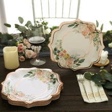 White And Rose Gold 10 Inch Floral Scallop Rim Dinner Plates 25