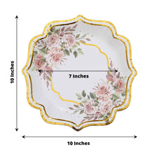 Pack Of 25 White And Gold Paper Dinner Plates With Floral Scallop Rim Design 10 Inch