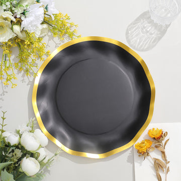 Matte Black Gold Paper Plates for Stylish Events