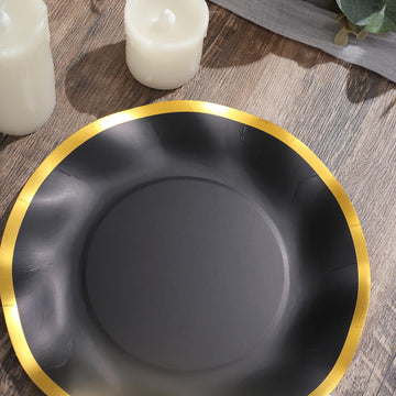 Stunning Matte Black and Gold Wavy Rim Appetizer Plates