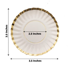 50 Pack Of 3.5 Inch Gold Scalloped Rim Mini White Paper Plates