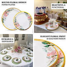 Dessert Plates With White Floral Designed Paper Material And Gold Rim
