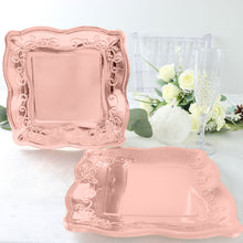 Blush Rose Gold 11 Inch Dinner Plates With Scroll Design Edge