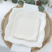 11 Inch Metallic Pottery Embossed Dinner Plates In White