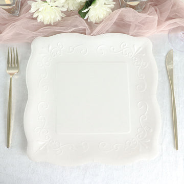 White Square Vintage Dinner Serving Paper Plates