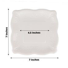 7 Inch Scroll Design Edge Dessert Plates In White