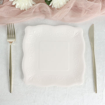 White Square Vintage Appetizer Dessert Paper Plates