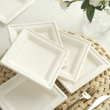 White Square Biodegradable Bagasse Salad Plates - The Sustainable Choice