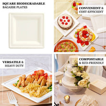6 Inch White Square Biodegradable Salad Plates 50 Pack