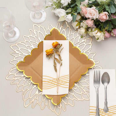 Elegant table setting with floral accents and decorative placemat.
