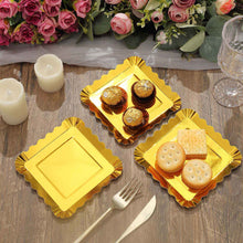 50 Pack Of Gold Foil Paper Appetizer And Dessert Plates With Scalloped Rim Design, 5 Inch