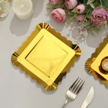 5 Inch Gold Disposable Appetizer And Dessert Plates With Scalloped Rim Design And Foil Paper Material, 50 Pack 