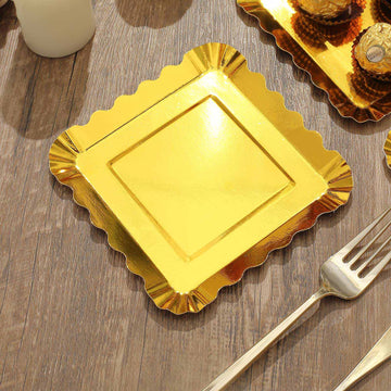 Versatile and Stylish Gold Disposable Square Party Plates