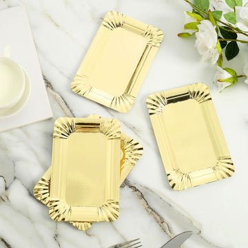 Elegant Metallic Gold Small Paper Cardboard Serving Trays