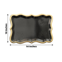 Black And Gold Rim Disposable Rectangular Paper Seving Platters In 10 Pack