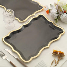 10 Pack Of Heavy Duty Paper Seving Trays In Black And Gold