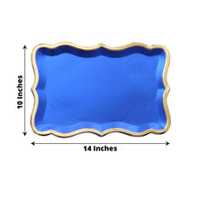 Gold Rim Disposable Rectangular Platters In Royal Blue 10 Pack