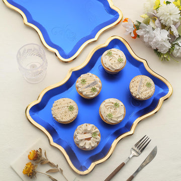 Elegant Royal Blue / Gold Rectangular Party Platters