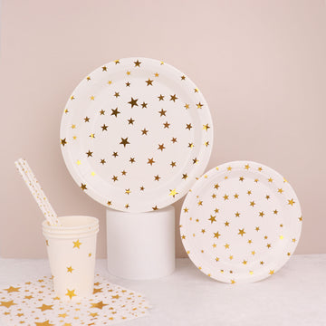 White/Gold Stars Disposable Party Supplies