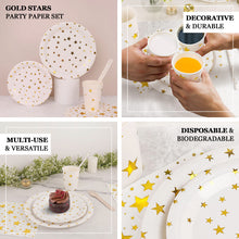 White & Gold Star Printed Paper Disposable Party Supplies Tableware Kit Plates Cups Napkins 120 Pieces 