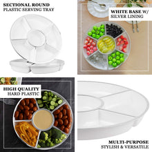 12 Inch Plastic Trays With Silver Rim White And Round