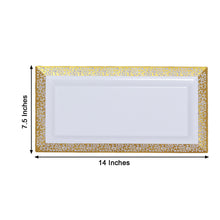 14 Inch Rectangular Gold and White Lace Print Design Plastic Serving Trays 4 Pack 