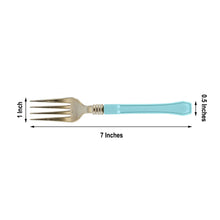 Gold 7 Inch Heavy Duty Plastic Forks with Blue Handle Pack of 24 