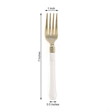 Gold 7 Inch Heavy Duty Plastic Forks with White Handle Pack of 24 