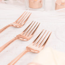 Premium 8 Inch Glossy Blush & Rose Gold Heavy Duty Disposable Modern Silverware Forks Flatware Cutlery 24 Pack