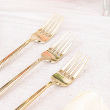 8 Inch Premium Disposable Sleek Forks Cutlery Glossy Gold Plastic Flatware Cutlery 24 Pack
