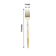 9 Inch Gold Glitter Handle Heavy Duty Plastic Forks 24 Pack