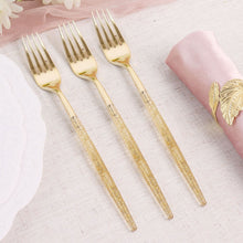 24 Pack Heavy Duty 9 Inch Gold Plastic Forks with Glitter Handles