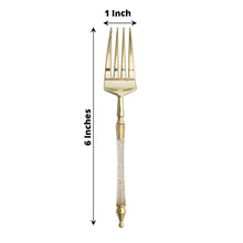 24 Pack Of 6 Inch Clear And Gold Glittered Plastic Forks With Roman Column Handle