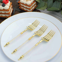 Clear And Gold Glitter Plastic Forks With Roman Column Handle Of 6 Inch Size