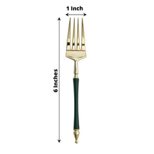 24 Pack Of 6 Inch Gold And Hunter Emerald Green Plastic Dessert Forks