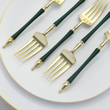 Convenience and Style Combined - Hunter Emerald Green Disposable Utensils