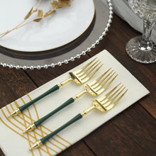  6 Inch Pack Of 24 Gold And Hunter Emerald Green Plastic Forks