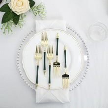 6 Inch Gold And Hunter Emerald Green Plastic Forks With Roman Column Handle 24 Pack