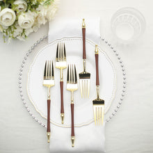 24 Pack | 8inch Gold / Brown Plastic Forks With Roman Column Handle
