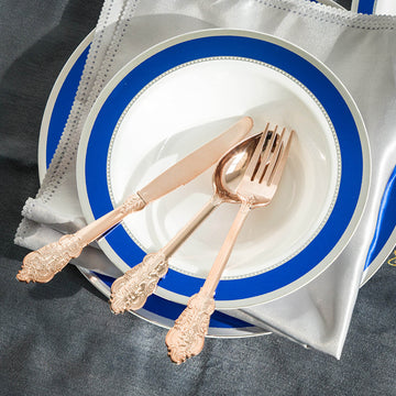 Elegant and Luxurious Metallic Rose Gold Plastic Forks