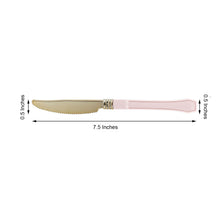 Gold 7.5 Inch Heavy Duty Plastic Knives with Blush Handle Pack of 24 